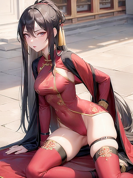 Mistress in Regal Chinese Attire Dominates in Seductive Femdom Hentai Scene