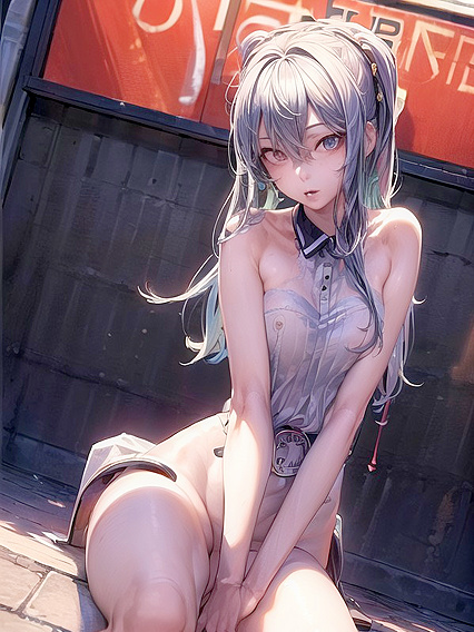 Ultra-Detailed Bathroom Waist Shot in Seductive Hentai Action