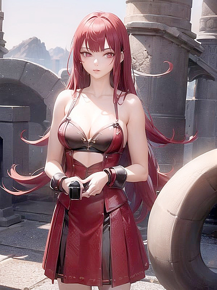 Tentacle Temptation: Red Skirt and Lacy Underwear inErotic Hentai Action