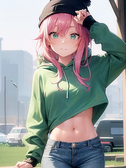 Green-clad Cutie in Stockings and Beanie Nails Wild Hentai Action