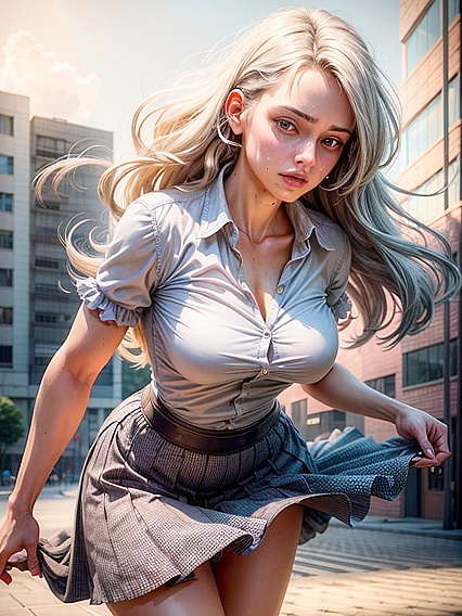 Woman Levitates in Short Skirt, Breezy Winds Reveal All in Sultry Hentai Scene