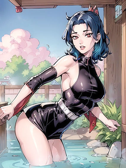 Nighttime hentai fantasy with spread legs and tantalizing waist shots