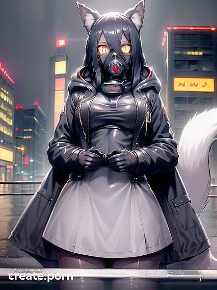Nighttime hentai fantasy: Black-Hooded Beauty in Long Coat Gets Intimate Waisted Shots