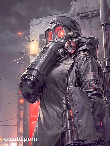 Muscular Man Wields Massive Revolver in Nighttime Cyberpunk City Hentai Adventure