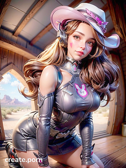 D’Va with Purple Eyes Teased from Below in Sensual Hentai Action