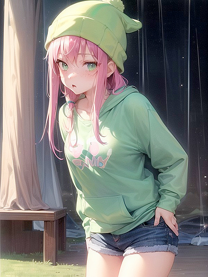 Pink-Haired Cutie in Beanie Shows Off Her Tiny 18+ Ass in Seductive Hentai Scene