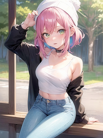 Pink-Haired Babe with Extra Freckles in a Huge Hoodie for Steamy Hentai Action