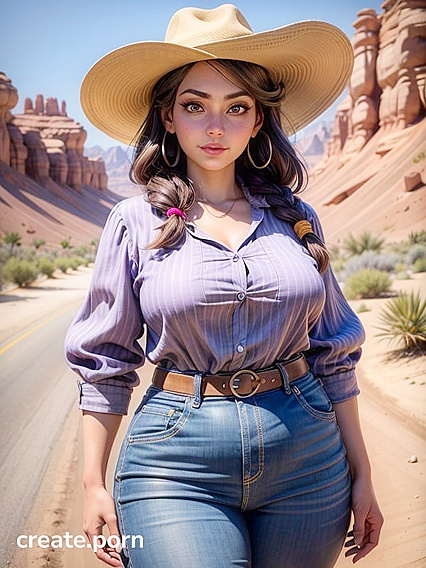 voluptuous CowGirl 18+ in a Flirty Skirt Rides into Wild West Hentai Ecstasy