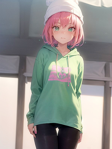 Glowing-Eyed Cutie with Small Ass in Vibrant Pastel Hentai Action