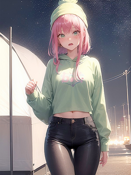 Glowing Green-Eyed Bobcut Babe in Seductive Hentai Action