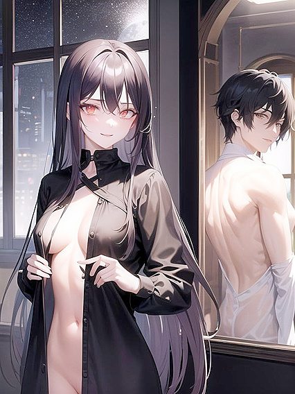 Glowing Eyes in the Night: A Seductive Undressing Hentai Fantasy