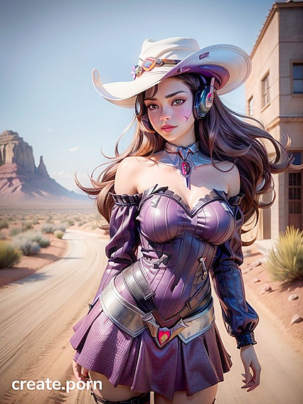 Purple-Eyed Beauty Rides Into the Wild West Deserts for steamy Hentai Adventures