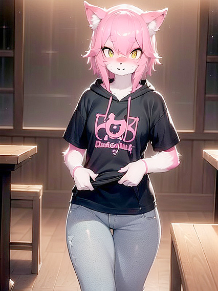 Freckled Girl 18+ with Glowing Eyes and Pink Hair in Seductive Hentai Action