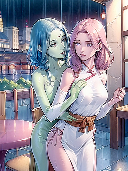 Green-Skinned Beauty Enjoys Thick Cock in Midnight hentai Fantasy