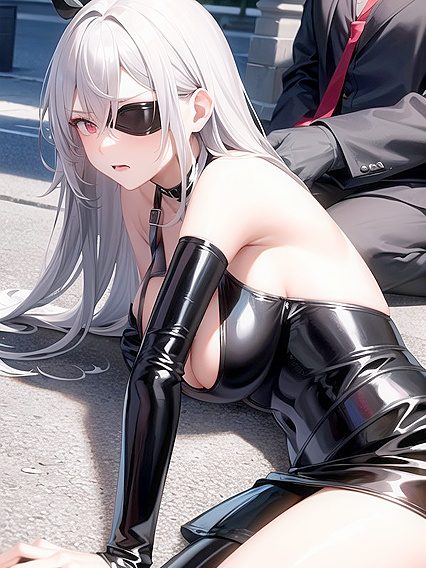 Yorha No. 2 Type B Seductively Caresses Her Face in Park Hentai Bliss