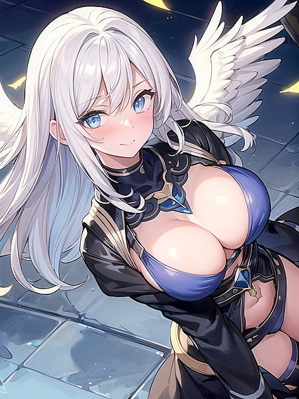 Pale-Skinned Beauty in Top-Down Standing Hentai Action