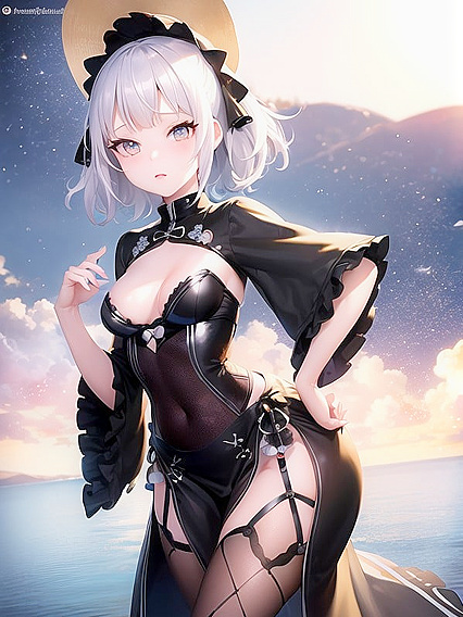 Kaguya Luna Wears Long Dress, Shows Off Tiny 18+ Ass in Hentai AI Image