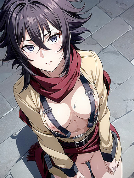 Horny Mikasa Ackerman Drenched in Sweat for Intense Hentai Pleasure