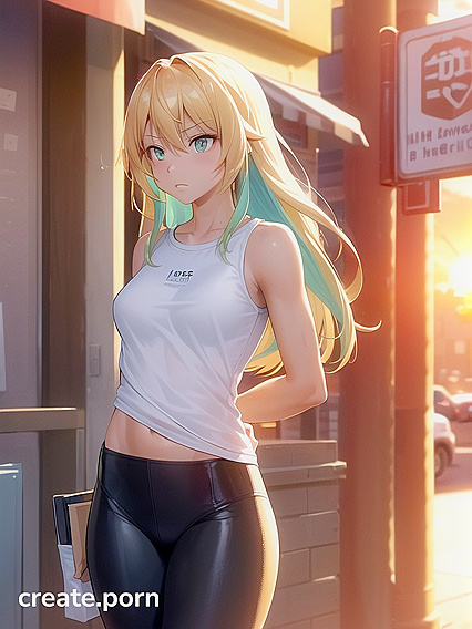 Sunny with Light Blue Hair EnjoyingMedium Breasts in Seductive Hentai AI Image