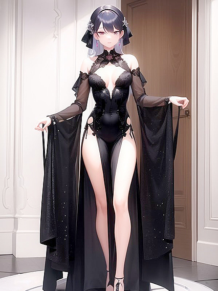 Cute Boy 18+ Wears Sexy Lady’s Evening Dress for Steamy Hentai AI Image
