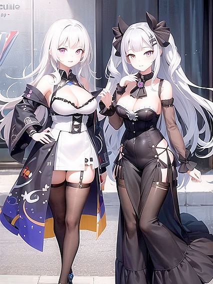 Kaguya Luna Wearing a Flowing Long Dress in Seductive Hentai AI Image