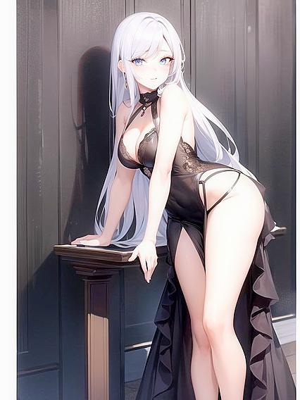 Cute Boy 18+ Dressed in Sexy Evening Gown for Steamy Hentai AI Image
