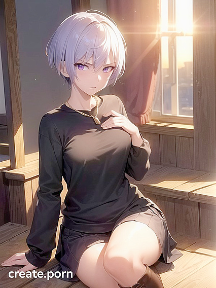 Pale-Skinned Beauty Fueled by Anger at Sunset in Steamy Hentai AI Image