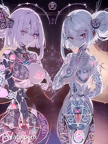 Expressive-Eyed Twins with Perfect Faces in Seductive Hentai AI Image