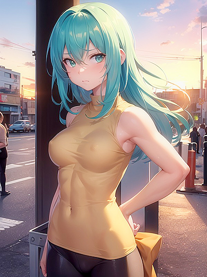 Sunny Enjoying Passionate Moments at Sunset in Seductive Hentai AI Image