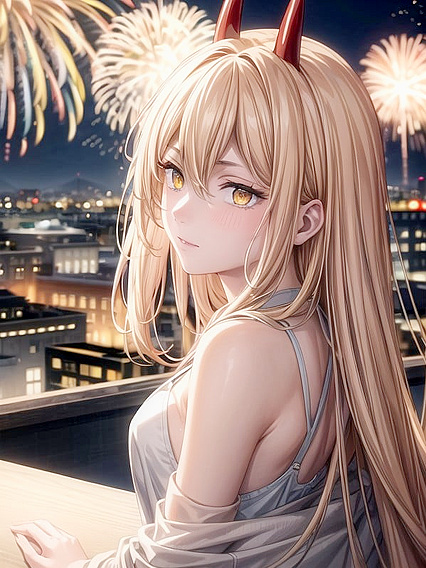Modern Girl 18+'s Sensual Back View Lit by City Night Lights in Hentai AI Image
