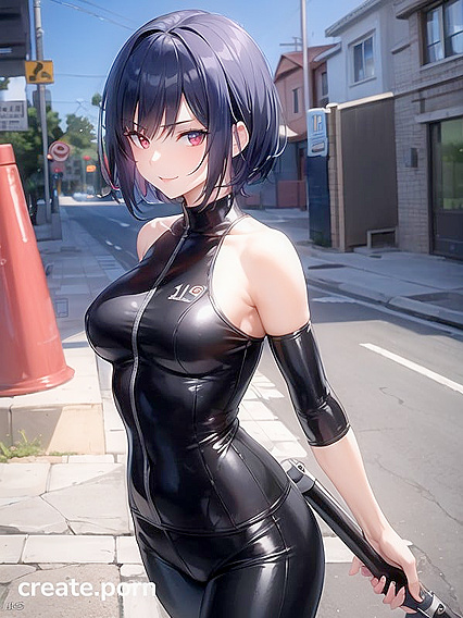 Solo Smiling Beauty Leans into Sensual Hentai Pleasure