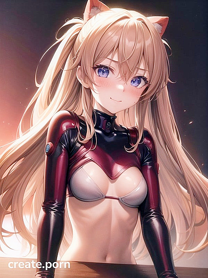 Blushing Asuka Enjoys Mischievous Fun in Soft Pastel Hentai AI Image