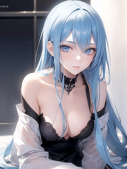 Tall Man with Light Blue Hair Gets Wild in Skinny Hentai AI Image
