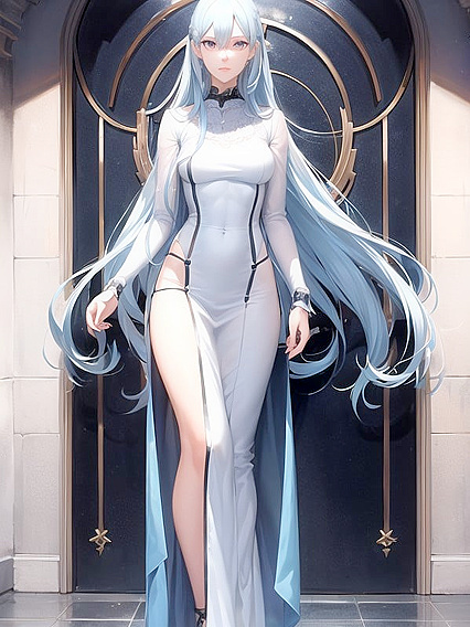 Tall Man with Light Blue Hair Dominates Skinny Girl 18+ in hentai Hentai AI Image