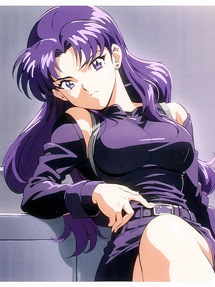 Misato from Evangelion Gets steamy in 90s Cyberpunk Hentai AI Image