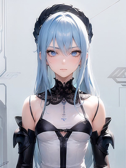 Tall Man with Light Blue Hair Takes On a Skinny Girl 18+ in Hentai AI Image