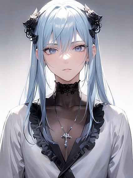 Tall Skinny Guy with Light Blue Hair Gets Wild in Hentai AI Image