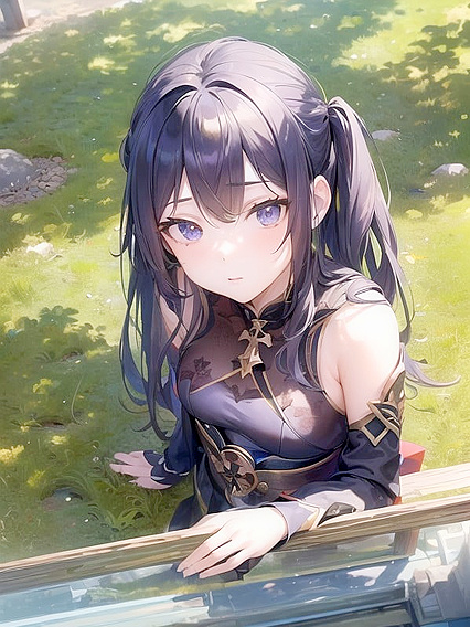 Mona Megistus Takes Hard Impacts in Intense Top-Down Hentai AI Image