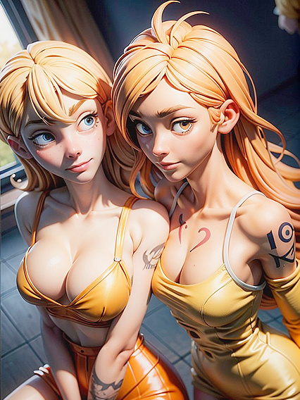 Huge-Ass Harem Fantasy with Seductive Brown-Eyed Beauties in Hentai AI Image