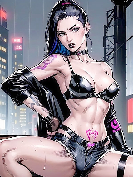 Sweaty Comic Book Heroine Gets Lost in Intense Hentai Masturbation Session