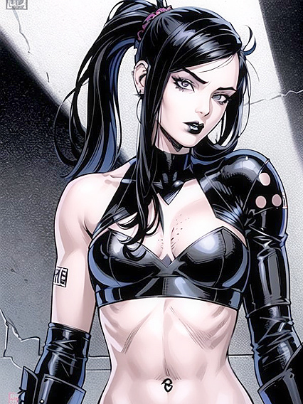 Pale-Skinned Goddess with Freckles and Full-Body Tattoos Teases in Anime Fetishwear