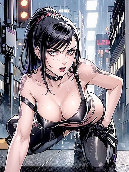Freckled Babe in Nylon Gloves Gets Horny in Steaming Hentai AI Image