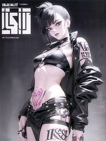 Pale-Skinned Beauty with Black Hair and Freckles in Full-Body Black Tattoo Glamour Hemp Restraints