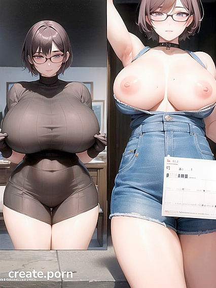Hot Short-Haired Chick with a Plump Ass and Glasses in Steamy Hentai AI Image