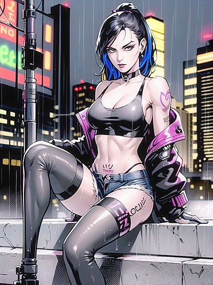 Large-Assed Beauty Stares Seductively at You in Nighttime Hentai Delight