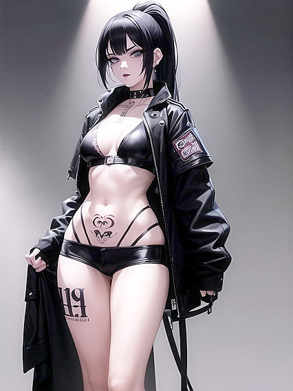 Skinny Girl 18+ with Big Booty and Tiny 18+ Tits in Seductive Hentai AI Image