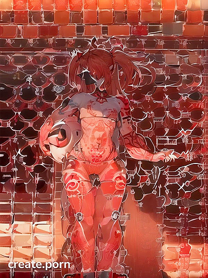 Red-Tattooed Beauty Spreads Her Pussy in Sexy Hentai AI Image