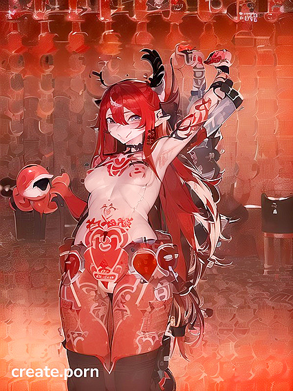 Tattooed Temptress Spreads Wide in Bad Anatomy Hentai AI Image