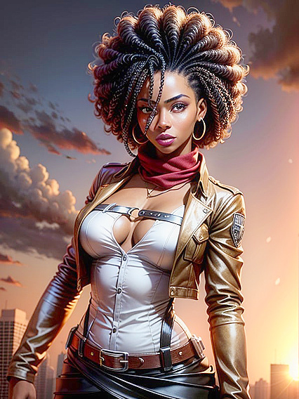 African Beauty Poses Seductively with Hands on Hips in steamy Hentai AI Image