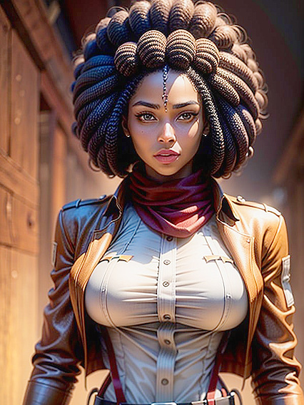 Mikasa Ackerman Rocks an Afro in Steamy African Hentai AI Image